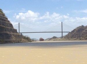 On the canal heading toward the Bridge of the Americas.